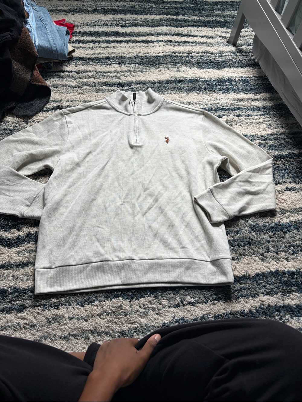 U.S. Polo Assn. Cream Half-Zip Turtleneck Sweater